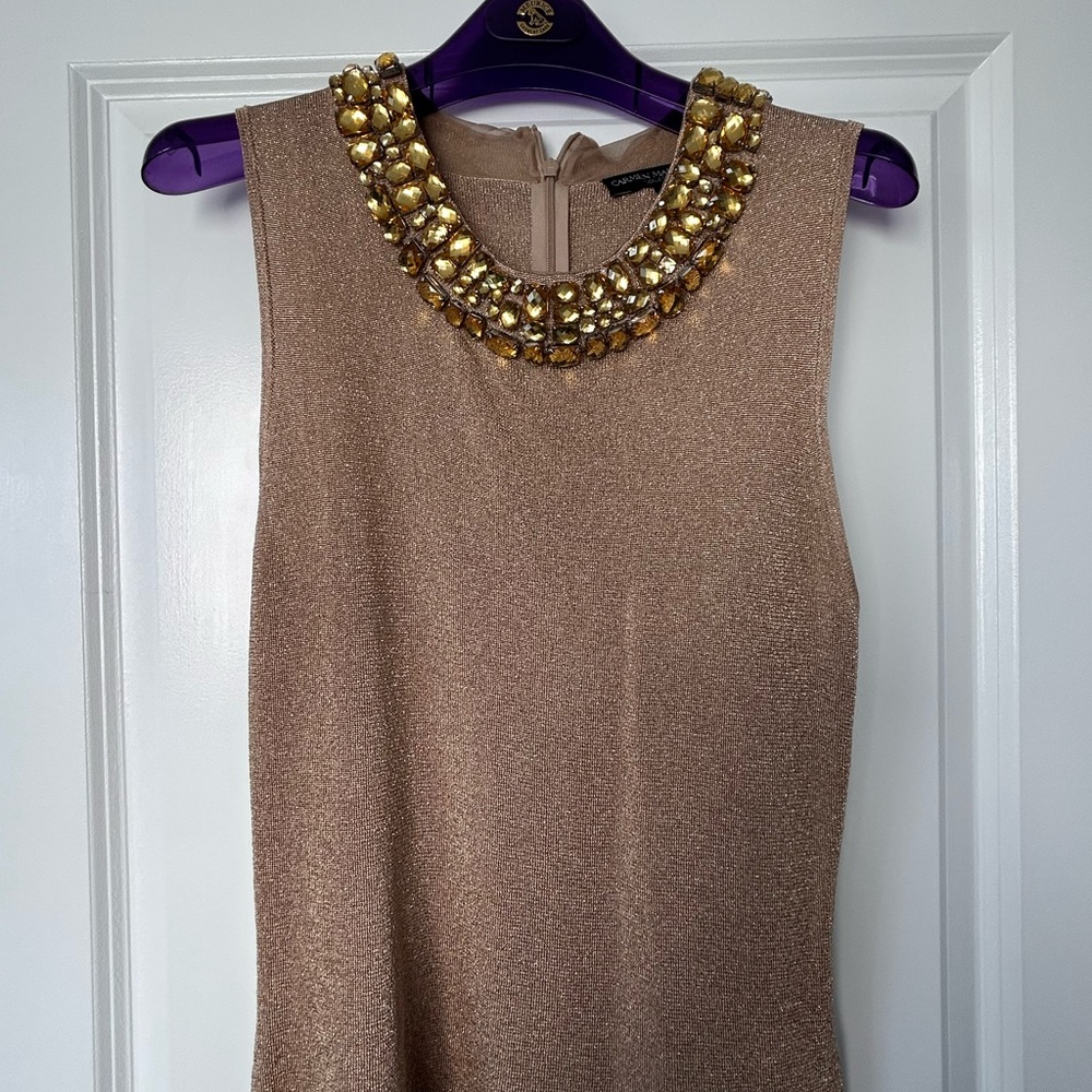 Carmen Marc Valvo Gold Embellished Top